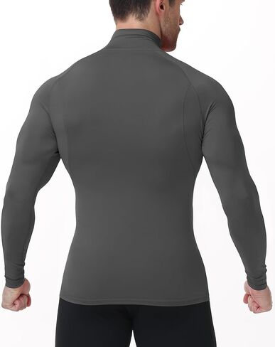 Moozava Mens Compression Shirts Long Sleeve Mock Turtleneck Quick Dry Undershirts Athletic Workout Running Base Layer Top SPF in Saudi Arabia