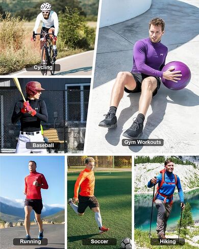 Moozava Mens Compression Shirts Long Sleeve Mock Turtleneck Quick Dry Undershirts Athletic Workout Running Base Layer Top SPF in Saudi Arabia