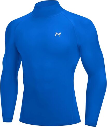 Moozava Mens Compression Shirts Long Sleeve Mock Turtleneck Quick Dry Undershirts Athletic Workout Running Base Layer Top SPF in Saudi Arabia