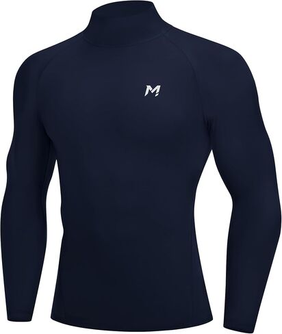 Moozava Mens Compression Shirts Long Sleeve Mock Turtleneck Quick Dry Undershirts Athletic Workout Running Base Layer Top SPF in Saudi Arabia
