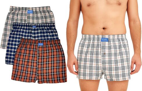 Different Touch Men's 100% Cotton Woven Boxer Shorts Underwear, Elastic Waisband, 3 Pack (Big & Tall in Saudi Arabia