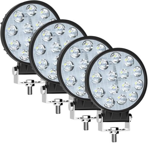 جراب إضاءة LED دائري - 4 بوصة 42 وات أضواء جرار LED، 15000 لومن 6500 كلفن ضوء أبيض، شعاع كومبو فيضان لأضواء العمل LED الضبابية لجرارات الشاحنات، ATV، UTV، المزرعة، البناء، الفناء (4 عبوات) in Kuwait