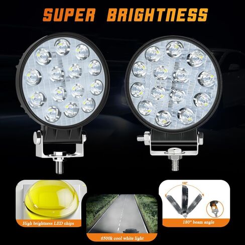 جراب إضاءة LED دائري - 4 بوصة 42 وات أضواء جرار LED، 15000 لومن 6500 كلفن ضوء أبيض، شعاع كومبو فيضان لأضواء العمل LED الضبابية لجرارات الشاحنات، ATV، UTV، المزرعة، البناء، الفناء (4 عبوات) in Kuwait