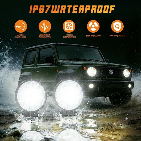 جراب إضاءة LED دائري - 4 بوصة 42 وات أضواء جرار LED، 15000 لومن 6500 كلفن ضوء أبيض، شعاع كومبو فيضان لأضواء العمل LED الضبابية لجرارات الشاحنات، ATV، UTV، المزرعة، البناء، الفناء (4 عبوات) in Kuwait
