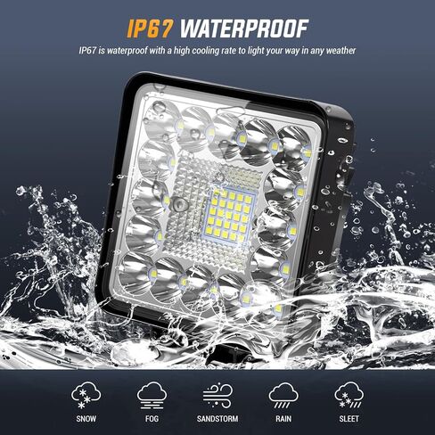LED Tractor Work Lights, 4 Inch 123W 12000lm LED Pod Lights 12V 24V Square Off Road Light for Truck Trailer Vehicle Golf Car RV Snowplow, 4Pack in Saudi Arabia