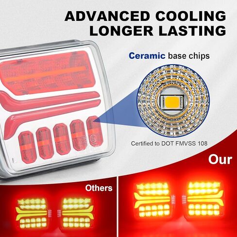 Wireless Trailer Lights Kit, Magnetic Tail Light for Trailer, USB-C Rechargeable LED Tow Light for Boat RV Caravans Campers Tractor, Brake Break Turn Signals for 4 Pin & 7 Way Towing Trucks in Saudi Arabia