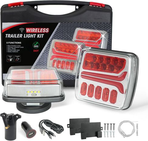 Wireless Trailer Lights Kit, Magnetic Tail Light for Trailer, USB-C Rechargeable LED Tow Light for Boat RV Caravans Campers Tractor, Brake Break Turn Signals for 4 Pin & 7 Way Towing Trucks in Saudi Arabia