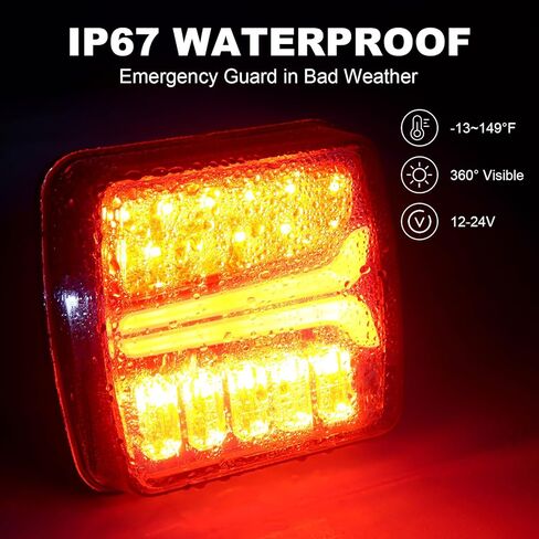 Wireless Trailer Lights Kit, Magnetic Tail Light for Trailer, USB-C Rechargeable LED Tow Light for Boat RV Caravans Campers Tractor, Brake Break Turn Signals for 4 Pin & 7 Way Towing Trucks in Saudi Arabia