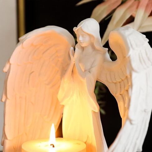 حامل شموع Angel Tealight، حامل شموع نذرية من الراتنج، هدايا ديكور على الطراز القوطي (الشمعة غير متضمنة) in Kuwait