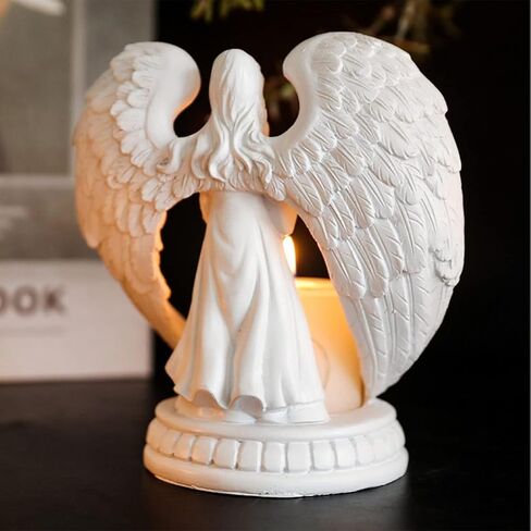 حامل شموع Angel Tealight، حامل شموع نذرية من الراتنج، هدايا ديكور على الطراز القوطي (الشمعة غير متضمنة) in Kuwait