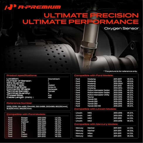 مستشعر الأوكسجين A-Premium O2 متوافق مع Ford F-150 F150، Fusion، Mustang، Escape، Explorer، Transit-150 250 350 & Lincoln MKS، MKZ & Mercury Mariner، ميلان، استبدال # BE5Z9G444C، BR3Z9G444A in Saudi Arabia