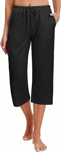 Ekouaer 2 Pack Women's Capri Pajama Pants Printed Drawstring Comfy Pj Bottoms With Pockets in Kuwait