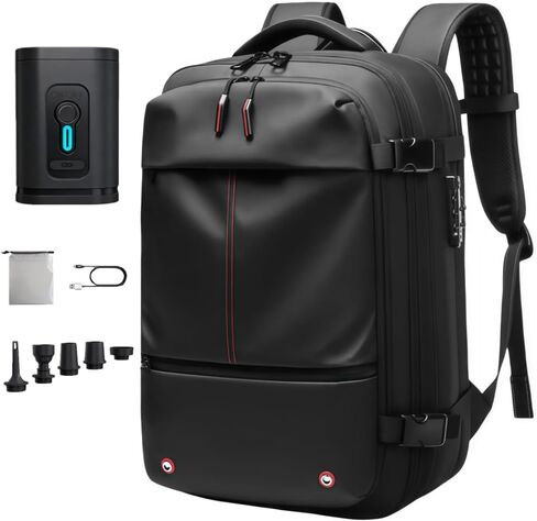 Travel Anti-theft Backpack,Vacuum Seal Bag wIth Air Pump,60L Expandable Air Compression with TSA Lock,BLACK in Saudi Arabia