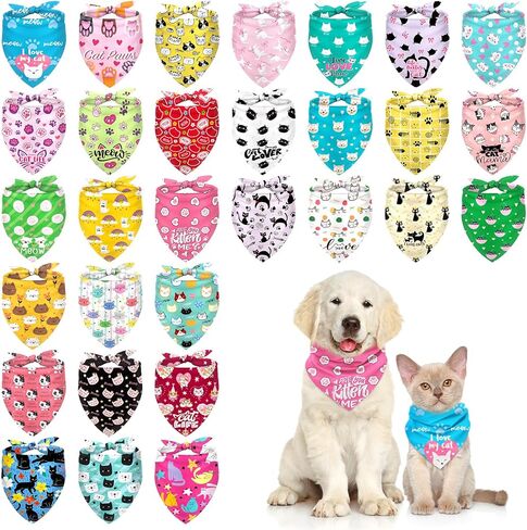Dog Bandanas Bulk Pet Bibs Summer Triangle Scarf Cat Bandanas Collar Pet Bandanas for Small Medium Large Dogs Summer Birthday Costume Decoration (30 Pcs Dog Bandanas) in Kuwait