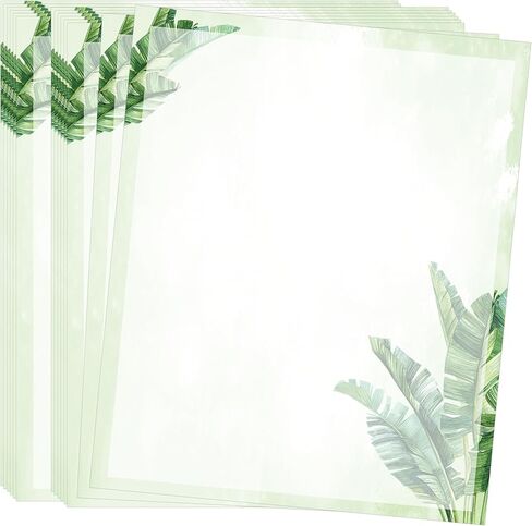 50 Pcs Tropical Plants Letterhead Paper Greenery Leaf Themed Decorative Printer Paper Wedding Writing Papers Sheets for School Writing Home Office Supplies ﻿ (About) in Saudi Arabia