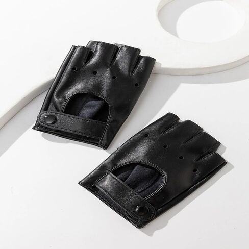 Women Fingerless Leather Gloves Fashion Biker Driving Cycling Gloves in Saudi Arabia