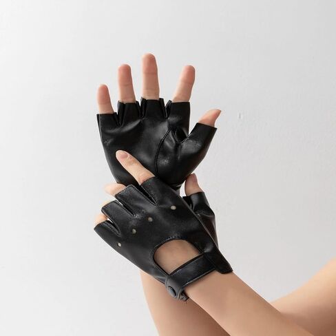 Women Fingerless Leather Gloves Fashion Biker Driving Cycling Gloves in Saudi Arabia