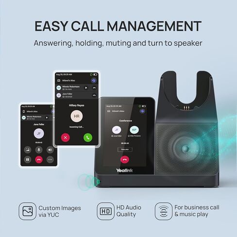 سماعة رأس Yealink WH68 Workstation DECT اللاسلكية مع شاشة لمس 4 بوصات، 4 ميكروفون ANC هجين، نطاق 606 قدمًا، محطة عمل الكل في واحد مع مكبر صوت، سماعة مكتب محور USB 3X للهاتف المكتبي والكمبيوتر والهاتف المحمول in Saudi Arabia