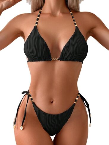 طقم بكيني نسائي مكون من قطعتين مضلع قابل للتعديل بحزام كتف وحزام للكتف، ملابس سباحة مثيرة in Kuwait