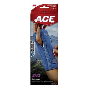 ACE Brand Night Wrist Sleep Support, Adjustable Wrist Brace, Cushioning Beads and Palmar Splint, Sleep Support for Left and Right Wrist, One Size Fits Most