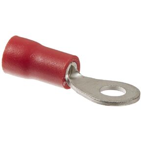 NSI R22-6V Vinyl Insulated Ring Terminal, 22-18 Wire Size, 6" Stud Size, 0.315" Width, 0.831" Length
