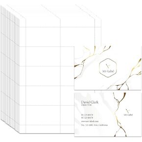 Mr-Label 240gsm Heavyweight Printable Business Cards 3.5" x 2", Photo Grade Color Printing, Micro-Perforated A4 Glossy White Double-Sided Inkjet Paper Cardstock (25 Sheets Total 250 Cards)