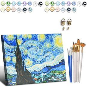 Limebrush DIY Paint by Numbers for Adults Beginner Set - Creative 11.5"x13.5" Unframed Rolled Canvas Adult Paint by Number Kit with Reusable Brushes, Acrylic Paints – Vincent Van Gogh_Irises