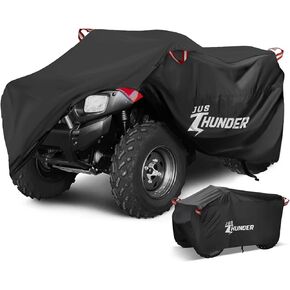 JUSTHUNDER ATV Cover Outdoor Waterproof Windproof 4 Wheeler Cover Heavy Duty Ripstop UV Protects Four Wheeler from Sun Rain Snow, Quad Cover for Polaris Yamaha Suzuki Honda XXL
