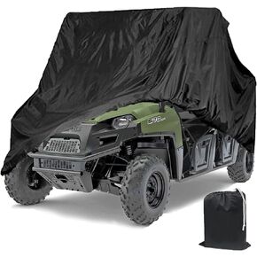Indeed BUY Waterproof UTV Cover,Heavy Duty Oxford Cloth for Polaris RZR Yamaha Can-Am Defender Kawasaki Ranger Cover 2-4 Passenger Black Protects 4 Wheeler Integrated Trailer System,115" x 60" x 75"