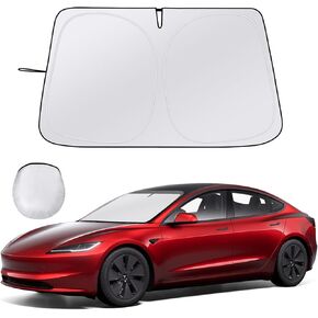 Car Windshield Sunshade for Tesla Model Y/3 - Folding Front Window Sun Shade Cover with Upgraded UV Protection Fabric, Professional Accessories for Tesla Model 3/Y 2016 to 2024 with a Storage Bag