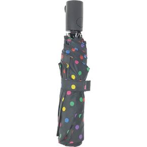 totes Basic auto open umbrella ~ 42" Coverage ~ Colorful dots on black