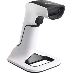Sumicor 2D ماسح الباركود، أبيض أسود ماسح الباركود المحمول 3 في 1 USB سلكي و 2.4G لاسلكي وبلوتوث رمز الاستجابة السريعة Micro PDF417 1D ماسح الباركود مع الاهتزاز