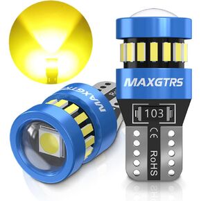 MAXGTRS 194 مصباح LED أزرق ثلجي 168 2825 W5W T10 Wedge 18-SMD 3014 شرائح LED مصابيح بديلة مع عدسة مكثف لباب السيارة وخريطة قبة أضواء لوحة الترخيص، حزمة من 2 in Kuwait