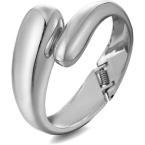 GREICHFAN Gold Polished Chunky Twisted Hinged Waterdrop Bangle Bracelet for Women Spiraled Oval Bangle Bracelet in Kuwait