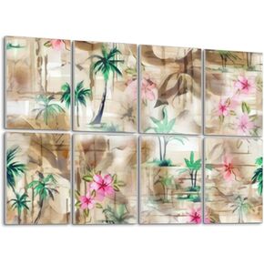 Acoustical Soundproof Wall Panels Tropical Leaves Banana Leaf Jungle Foliage Floral Seamless Vintage Self-Adhesive Art Acoustic Panels Reduce Room Echo Reverberation Acoustic Treatment Wall Decor