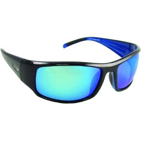 Sea Striker mens Wayfarers Thresher Sunglasses Black Blue Mirror Lenses Polarized, Black