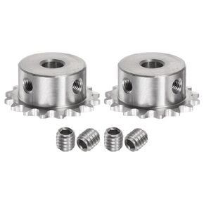 uxcell 2pcs Sprocket Type B Hub 8mm Bore, 1/4-Inch Pitch, 16 Teeth Stainless Steel Single Strand Roller Sprocket for Chain DIN/ISO No. 04C-1 and ANSI No. #25