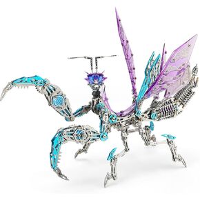 3D Metal Puzzles for Adults, Giant Mantis Metal Model Kits, 3D Metal Puzzle Mechanical Praying Mantis Building Blocks, DIY for Assembly, High-End Birthday Gifts for Men[Purple]