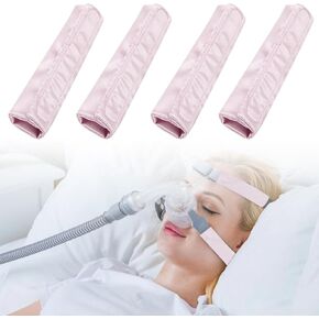 4-Packs Satin CPAP Strap Covers, CPAP Strap Comfort Pads, CPAP face Pads, Comfortable CPAP Supplies CPAP Face Cushion Universal and Comfort Silky CPAP Headgear Pads for Reducing Red Marks