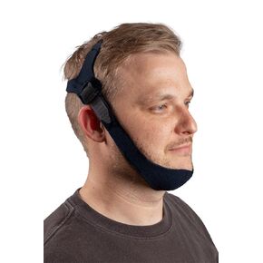 LifeSource Halo-Style Adjustable Chinstrap for CPAP Users, Made in USA, CPAP Chin Straps for Men and Women, Keep Mouth Closed While Sleeping, 100% Breathable Open-Cell Fabric, Regular, Black