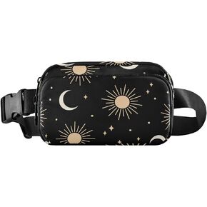 Moon Star Sun Fanny Pack for Women mini Waist Pouch Cross Body Packs Belt Bag Waterproof Crossbody Bags with Adjustable Strap for Traveling Hiking Running Workout