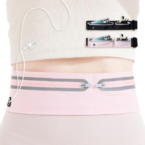 Slim Running Belt for Women Men for Phone,No Bounce Waterproof Reflective Adjustable Workout Fanny Pack,Phone Holder for Running Workout,Waist Pack Fits Most Cell Phones,Black