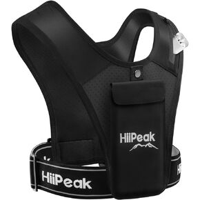 Hiipeak Lightweight Running Phone Holder Vest Update Running Belt Waistpacks Reflective Running Vest | Adjustable Waistband - Men & Women Cycling Running Climbing Hiking Vest Pack, Black, one size fit