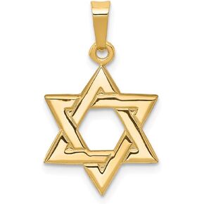 Solid 14k Yellow Gold Star of David Pendant (23mm x 13mm)