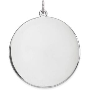 Solid 925 Sterling Silver Round Polish Front Satin Back Disc Customize Personalize Engravable Charm Pendant Jewelry Gifts For Women or Men (Length 1.4" Width 1.13")