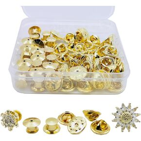 XKCWXY Pin Backs,57 Pcs Locking Pin Backs Set with 16 Pcs and 41 Pcs in 2 Unique Styles - Perfect for Brooches, Ties, Hats, Badges, and Insignias(Gold) in Kuwait