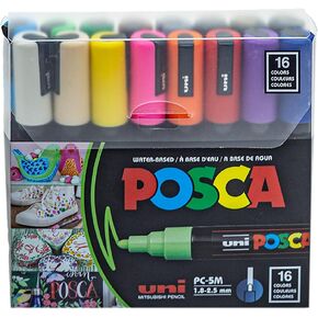 Posca Paint Marker Pen - PC-5M Extra Fine 1.8-2.5 mm, 16 Colors