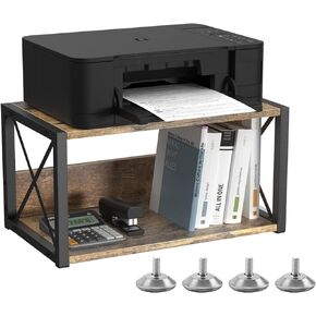 LASIEYO Printer Stand, 2-Tier Wood Pinter Table for Office and Home, Printer Cart for Storing Heavy Duty Scanner, Home Printer Stand with Anti-Skid Feet - (Dark Brown)