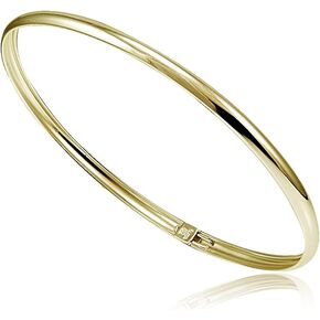 Hoops & Loops - Sterling Silver High Polished Flex Bangle Bracelet | Sterling Silver, Yellow and Rose Gold Flash Plated