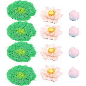 POPETPOP 12PCS Artificial Floating Lotus Flowers with Water Lily Pads: Fake Water Lily Pads Flowers Pond Plants Ornaments for Pond Aquarium Decor